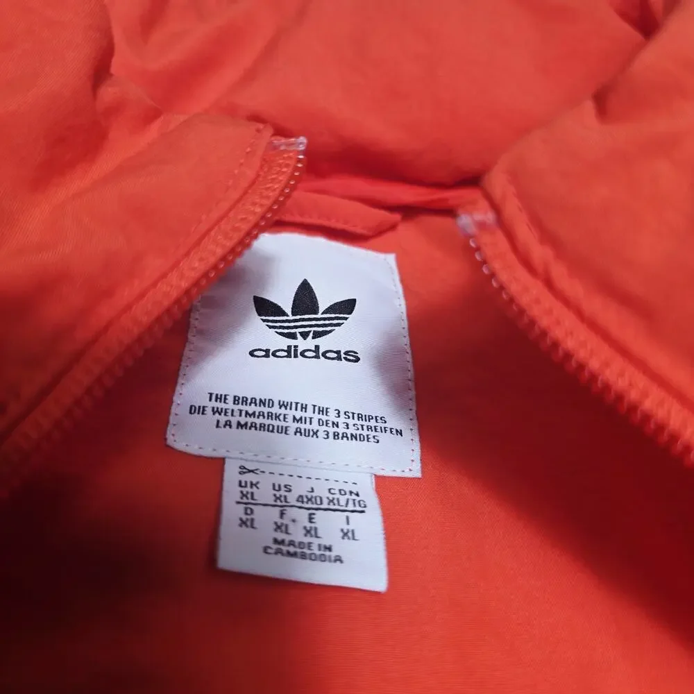 Adidas 3 Stripes SST Windbreaker Hooded Jacket Men’s XL Orange Packable Hood